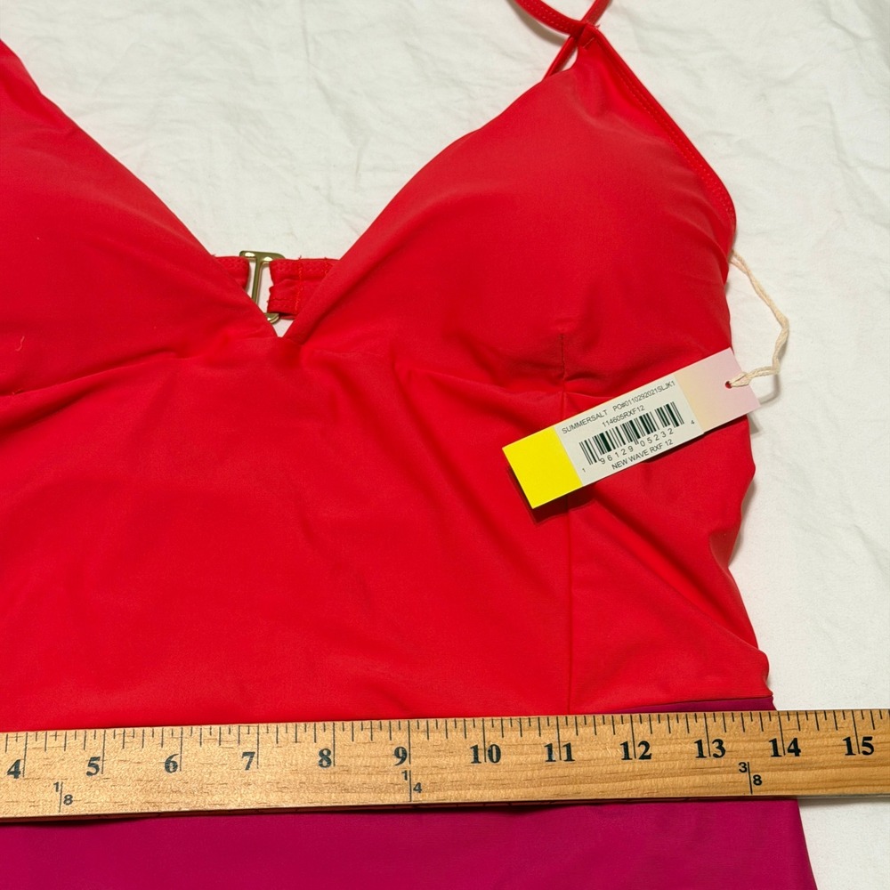 Summersalt The Wave One Piece Swimsuit Red Pink Colorblock Size 12 NWT - Picture 13 of 15
